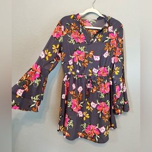Floral bell sleeve dress